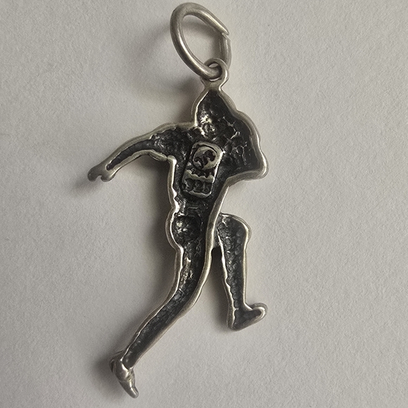 Silver Football Player Pendant Charm 925 Sterling Silver - Picture 2 of 3